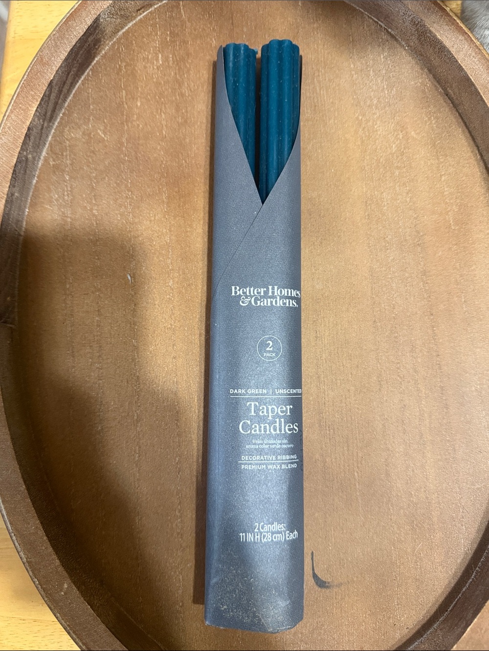 Better Homes And Gardens Teal Ribbed Taper Candles - 2 Pack